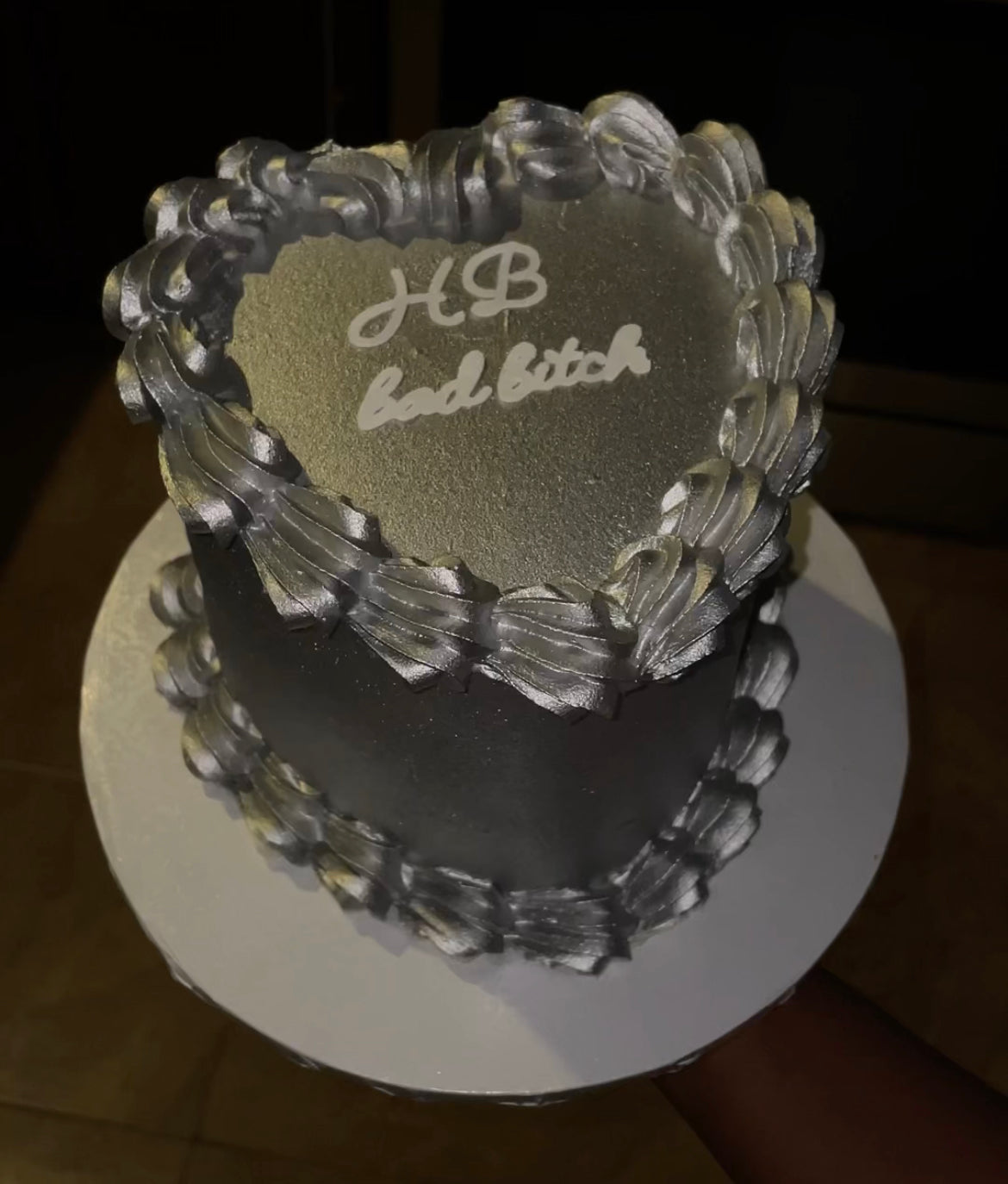 Metallic Glitter Heart Kake